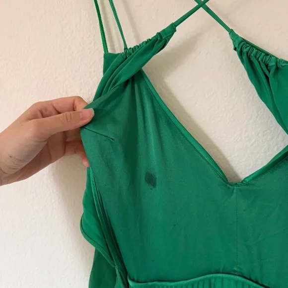 A.L.C. Aries Pleated Maxi Dress Green Elegant Size 6 Formal Wedding Guest Prom - Picture 9 of 16